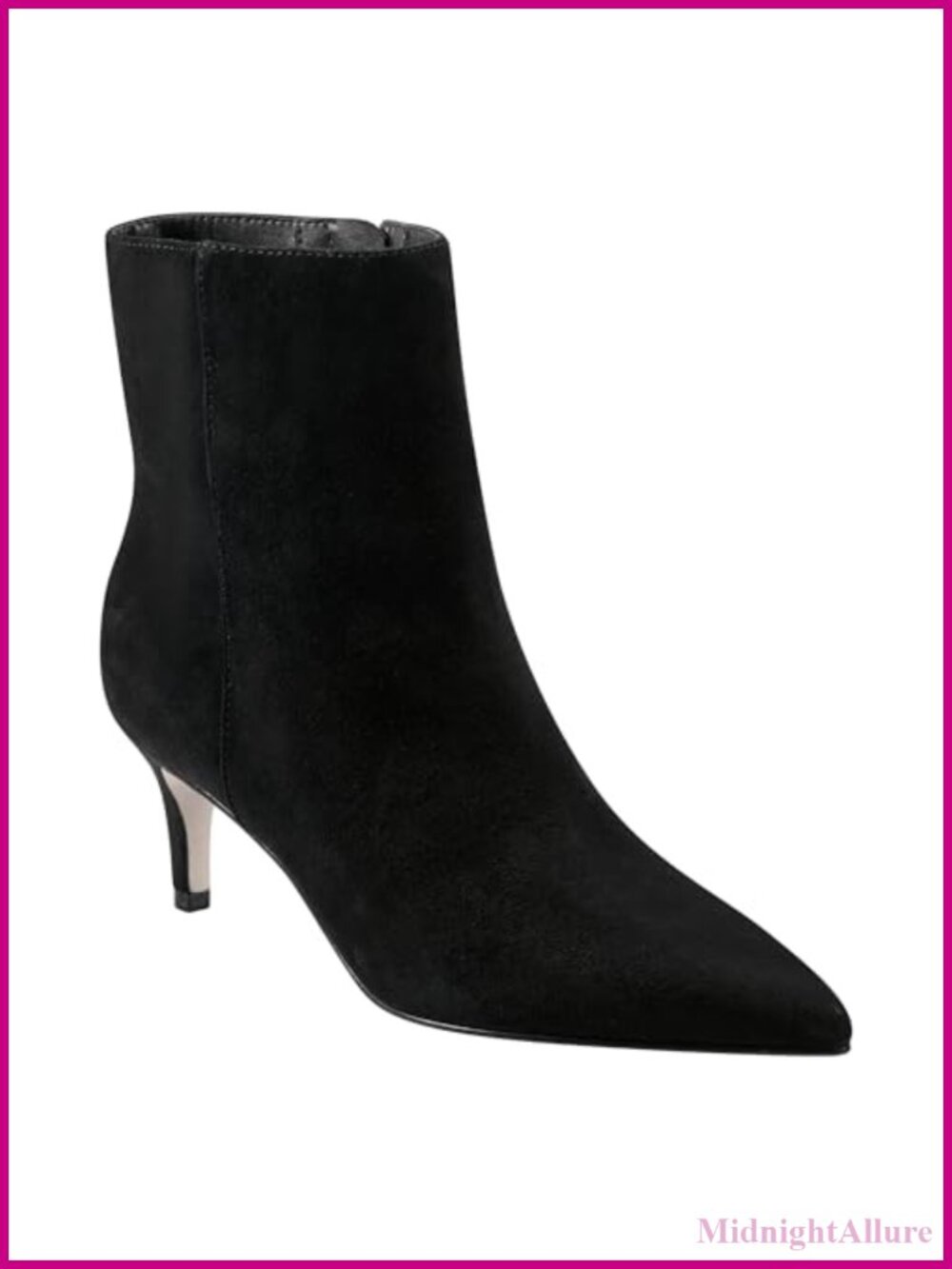 Pointy Toe Suede Stiletto Heel Ankle Booties Side Zip